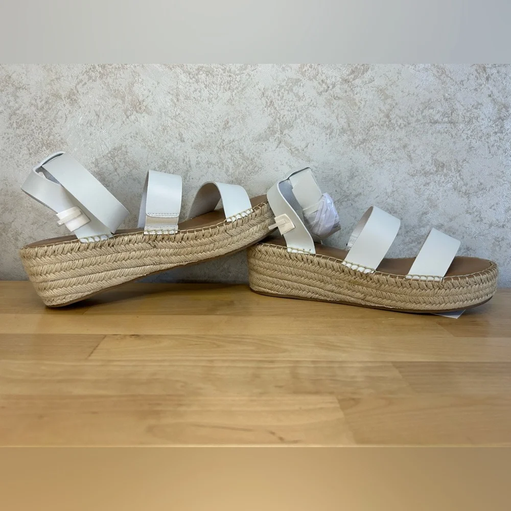 The Drop White Espadrille Platform Sandals Ankle Strap Size 9 NWT